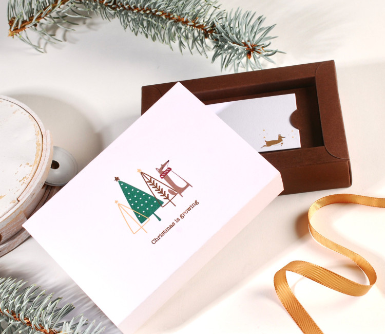 Caja para tarjetas regalo con estampado navideño Caja para tarjetas regalo con estampado navideño