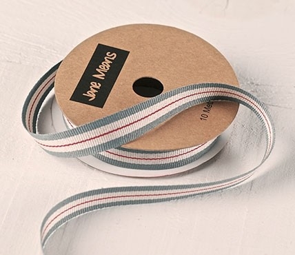 Grey and Red Grosgrain ribbon