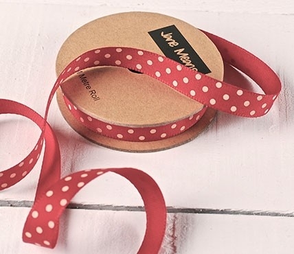 Red and White spotty Grosgrain ribbon