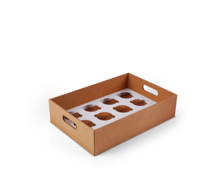 Cardboard Tray for Cupcakes, with Handle