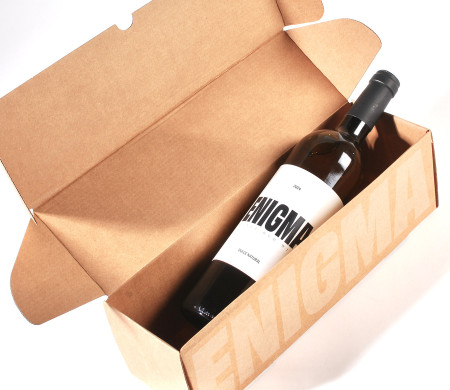 Long cardboard box for wine bottles