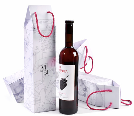 Caja para botella de vino con asa | Bolsa de cartón