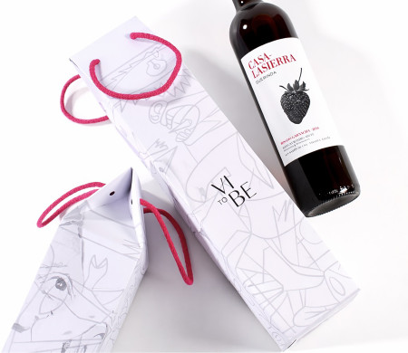 Boîte pour bouteille de vin avec poignée | Carton