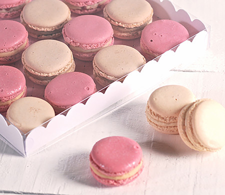 Vassoio in cartone per macarons con coperchio trasparente