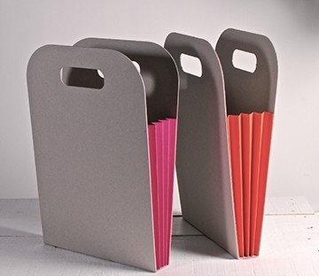 Cardboard bag with coloured side pleat