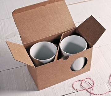 Schachteln für zwei Tassen in Kraftpapierfarbe