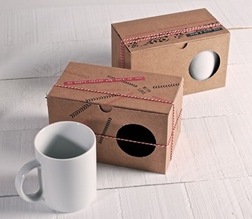 Schachteln für zwei Tassen in Kraftpapierfarbe