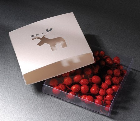 Box with a die-cut reindeer on it