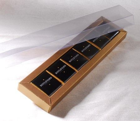 Long gift box with transparent strip for chocolates