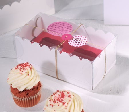 Box for 2 cupcakes with transparent lid | SelfPackaging