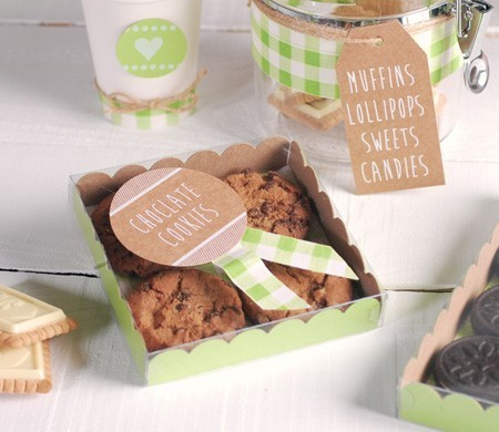 Boîte à Biscuits Verte Décorée avec une Gommette
