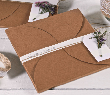 Boîte Invitation Mariage | Packaging Kraft Romantique