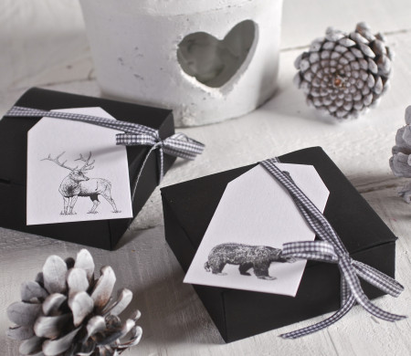 Scatola Regalo Decorata con Nastro ed Etichette
