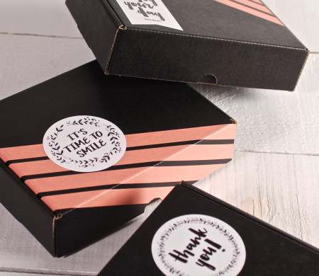 Box decorated with washi tape and "Happy" stickers