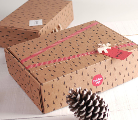 Boîte Rectangulaire avec des Sapins de Noël