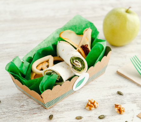 Elongated take-away box without a lid