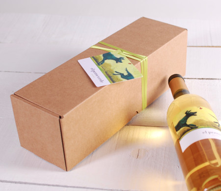 Caja alargada de vino decorada
