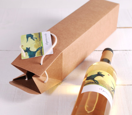 Caja de vino decorada con asa