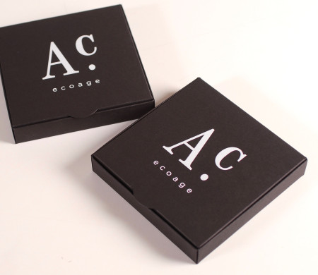 Black box with white lettering Black box with white lettering