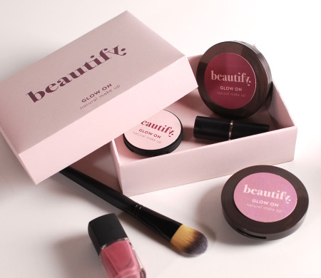 Pink packaging for powder cosmetics