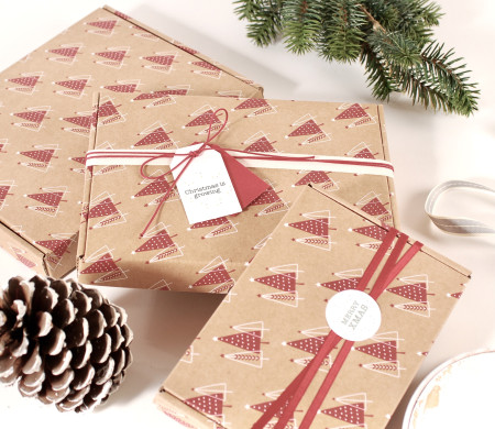 Boîte d'expédition en carton plat avec impression de Noël Boîte d'expédition en carton plat avec impression de Noël