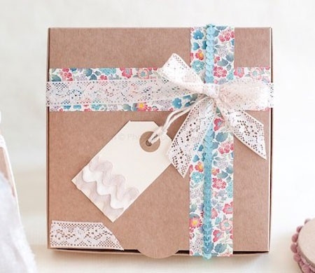 Nice gift box with floral ribbon