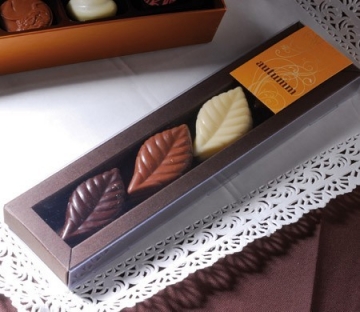 Elongated transparent box for chocolates