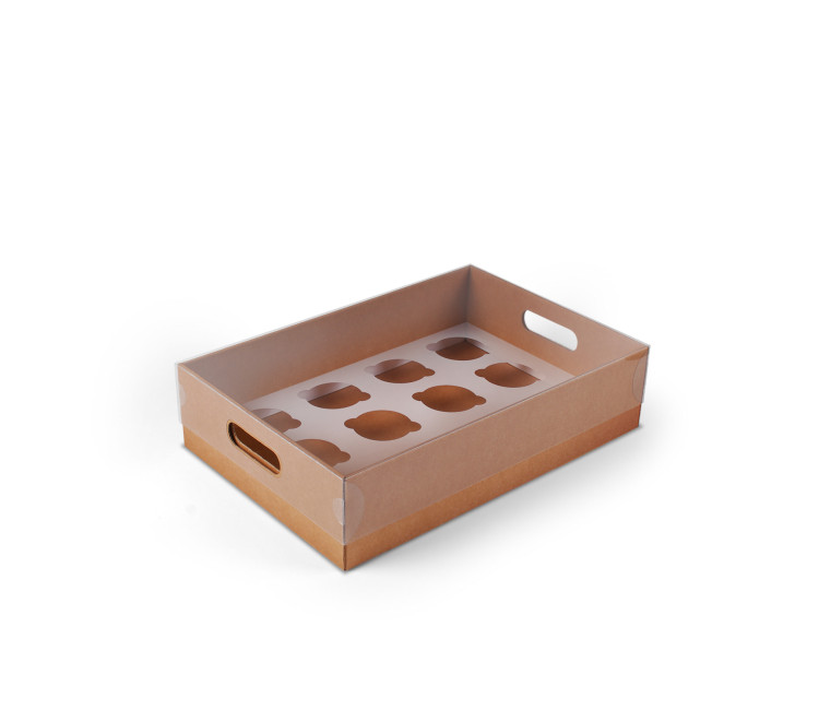 Karton-Tablett für Cupcakes, mit Griff Karton-Tablett für Cupcakes, mit Griff