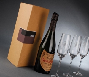 Golden cardboard box for wine bottles