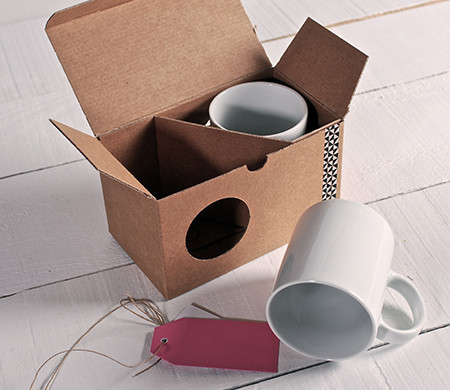 Caja con Ventana para Dos Tazas Caja con Ventana para Dos Tazas