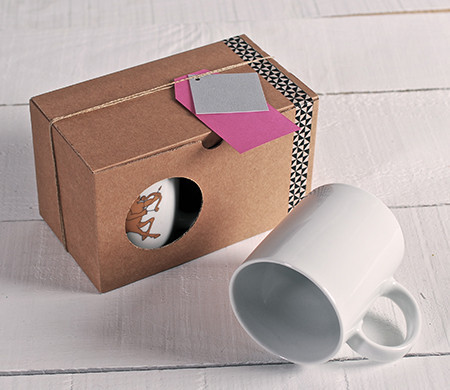 Caja con Ventana para Dos Tazas Caja con Ventana para Dos Tazas