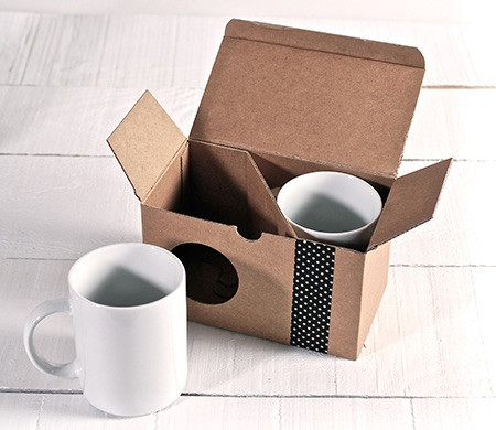 Boîte Kraft pour Deux Mugs Boîte Kraft pour Deux Mugs