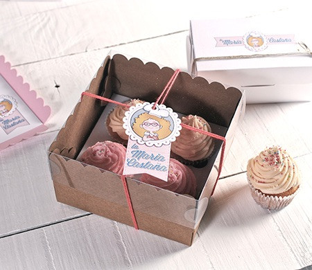 Scatola alta per quattro cupcake