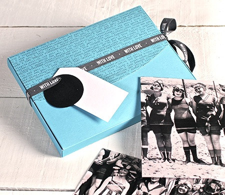 Scatola per fotografie in azzurro