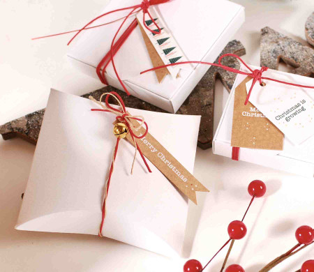 Cardboard gift box with Christmas decorations
