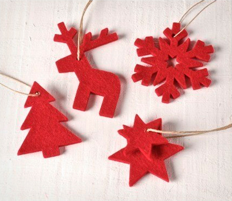 Set mit Weihnachtsschmuck aus Filz. Ein winterlicher Look! Set mit Weihnachtsschmuck aus Filz. Ein winterlicher Look!