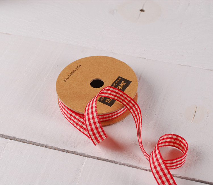Red and White Gingham grosgrain ribbon