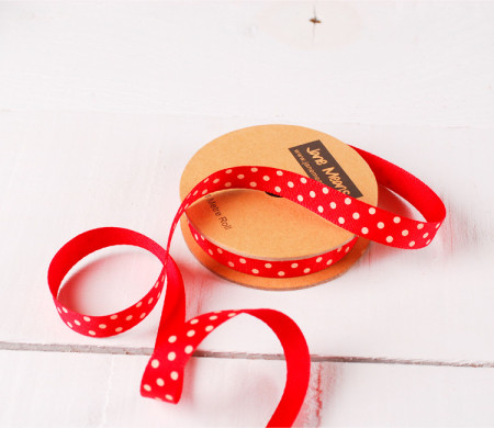 Red and White spotty Grosgrain ribbon