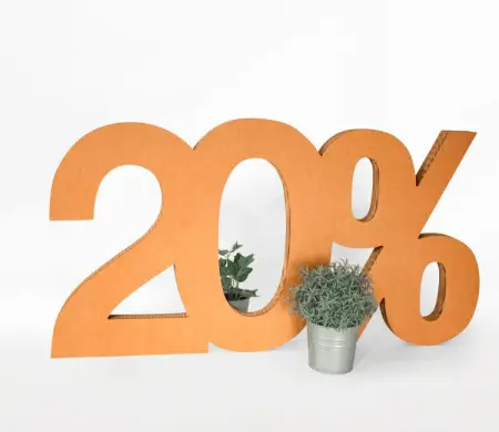 Porcentaje de cartón, ideal para rebajas en tiendas