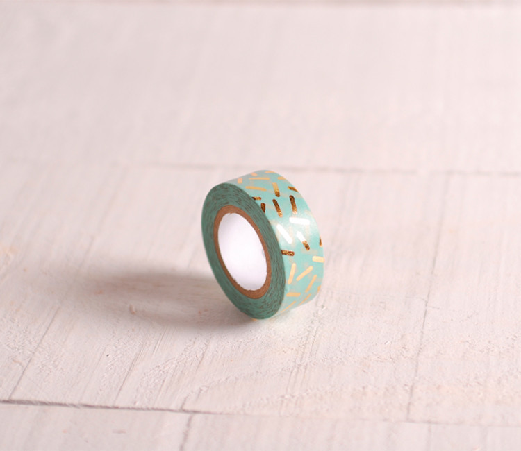 Washi tape menthe confettis dorés