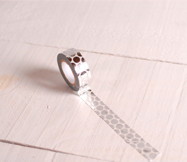 Washi tape de lunares plata