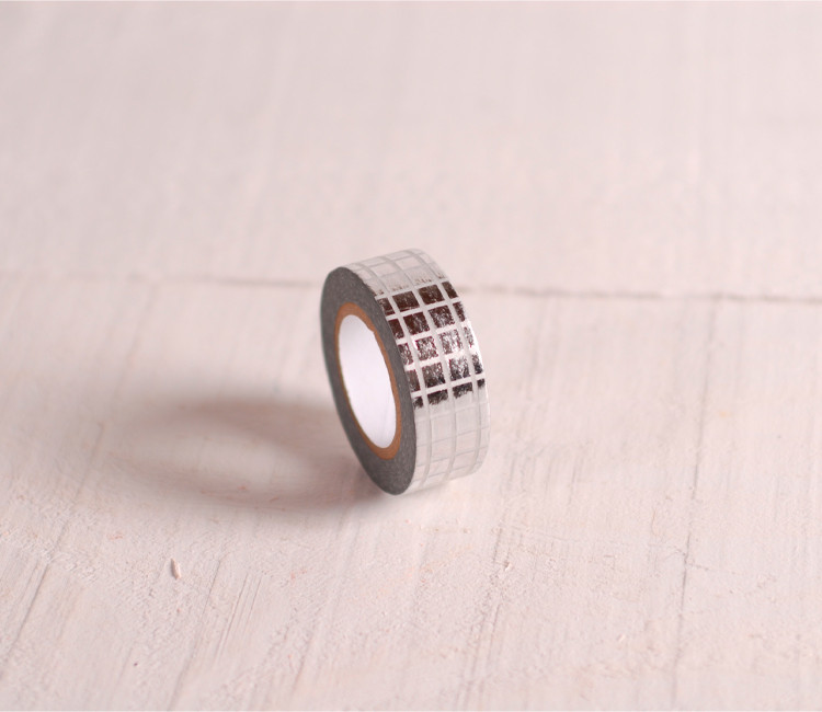 Washi tape cuadros plateados