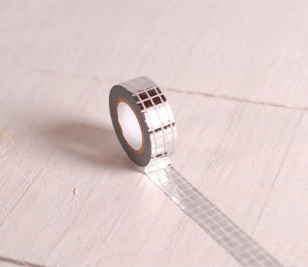 Washi tape cuadros plateados