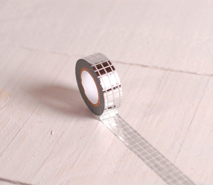 Washi tape cuadros plateados
