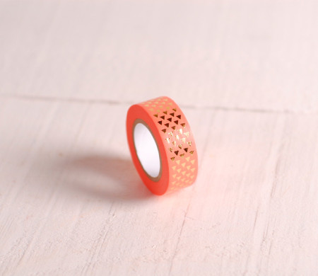 Coral washi tape with gold triangles