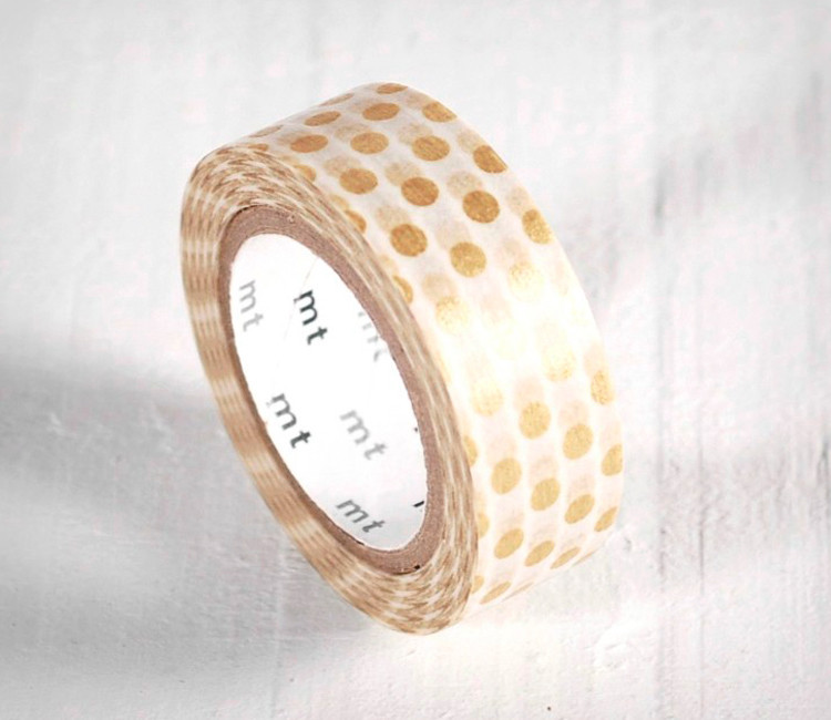 Washi Tape con Topos Color Oro Washi Tape con Topos Color Oro