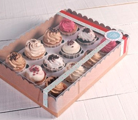 Scatola per 12 Cupcake | Packaging con Coperchio Trasparente