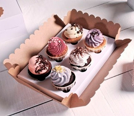 Kraft 6 cupcake box with transparent lid idea | SelfPackaging