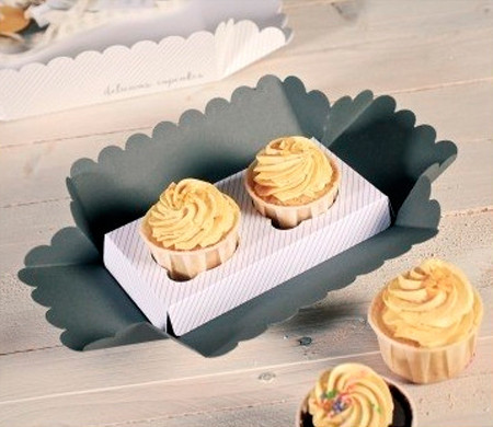 Schachtel für 2 Cupcakes mit transparentem Deckel | SelfPackaging