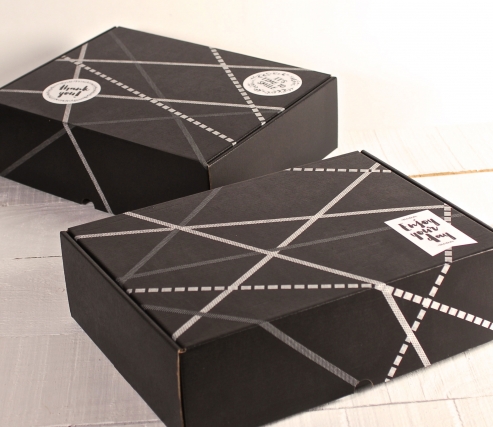 Caja rectangular "Happy" con 3 washi tapes